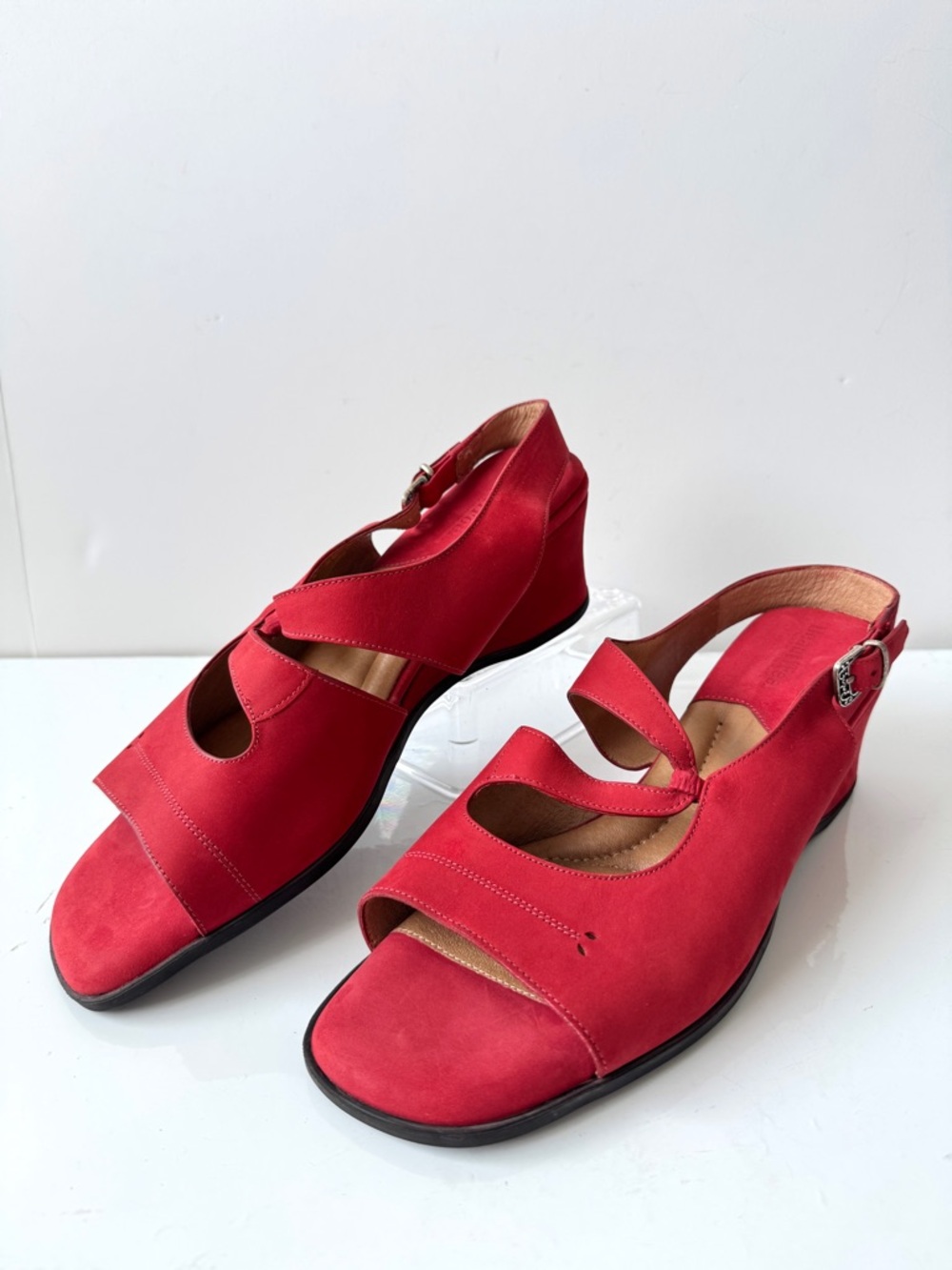 BeautiFeel Red Nubuck Comfort Slingback Wedge Sandals Size 42/10.5-11 US